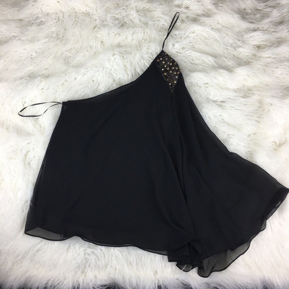 Double Zero Women's Black One Shoulder Blouse S - Picture 2 of 6